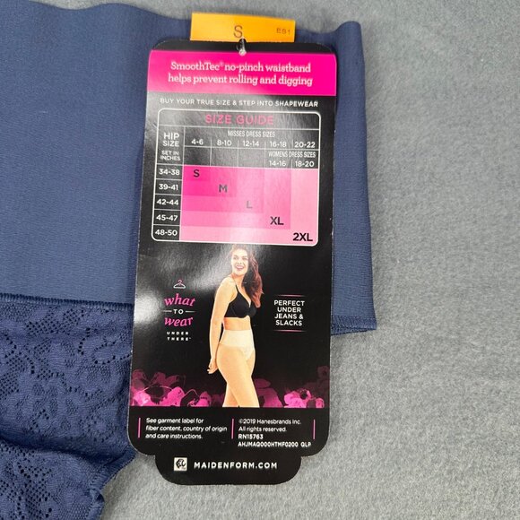Maidenform Womens Size Small Shaper Thong Firm Control Lace Navy Blue New - Picture 5 of 10